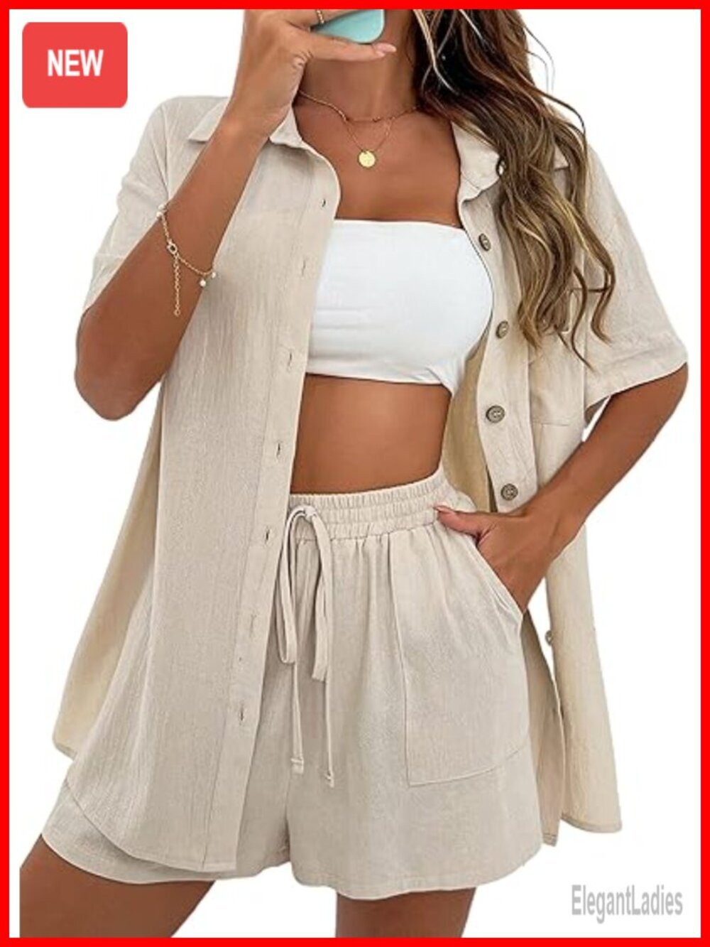 Women's Linen Short Sets 2 Piece Shorts Top Lounge Beach Vacation Tracksuits